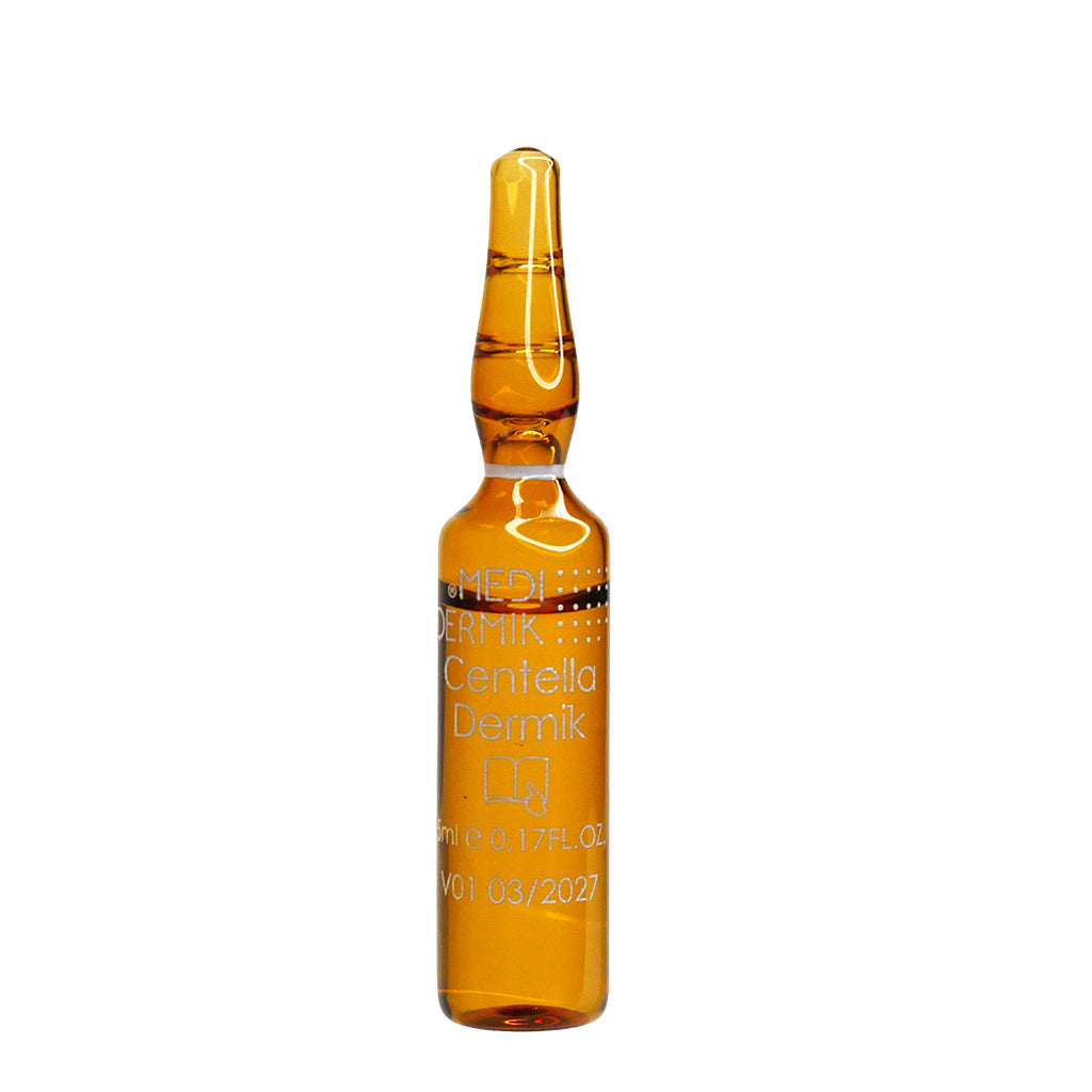 Amber glass bottle with visible branding on a white background