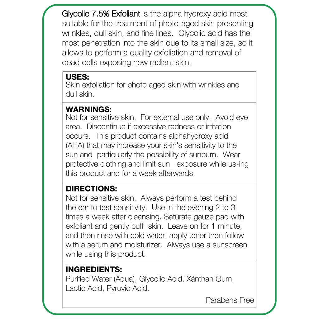 Glycolic 7.5% Exfoliant 1.7oz - Nova Skin Medidermik