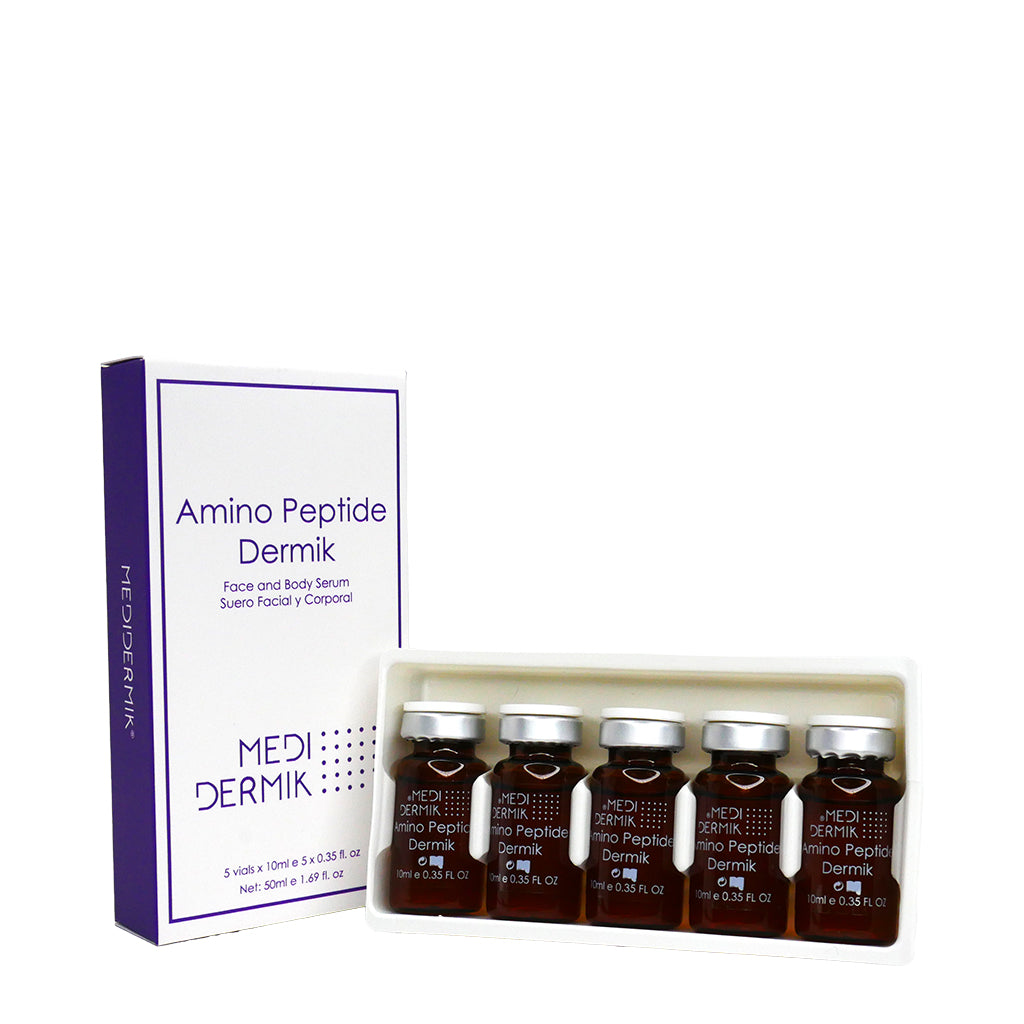Medidermik Amino Peptide Dermik skincare product set with packaging on a white background