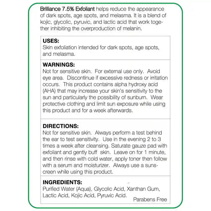 Brilliance_7.5_Exfoliant_AHA_7.5_with_Kojic_Acid_1.7oz_-_Nova_Skin_Medidermik-label