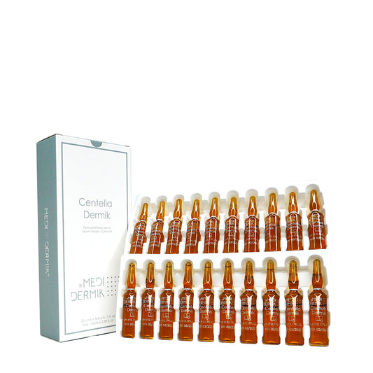 Medidermik Centellig Dermik skincare ampoules with packaging on a white background
