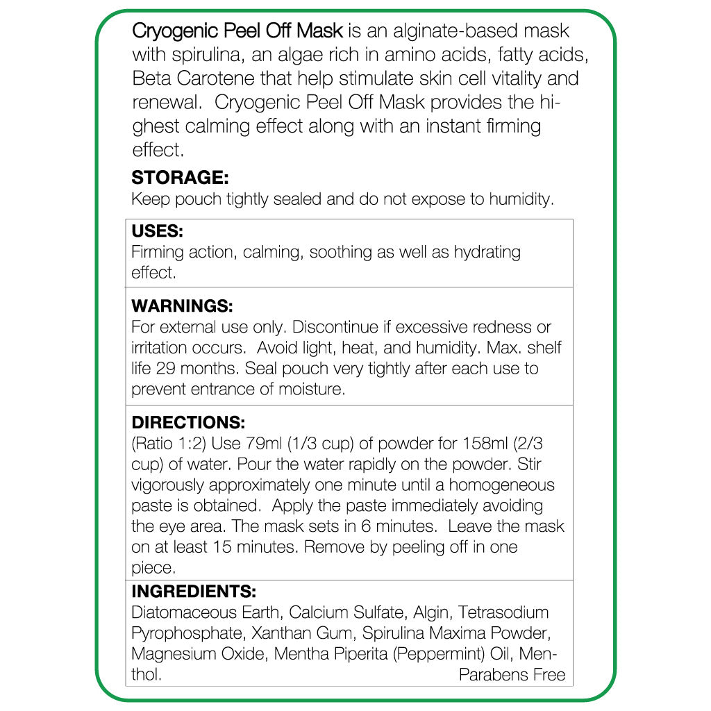 Cryogenic (Spirulina) Peel-Off Mask 20oz - Nova Skin Medidermik
