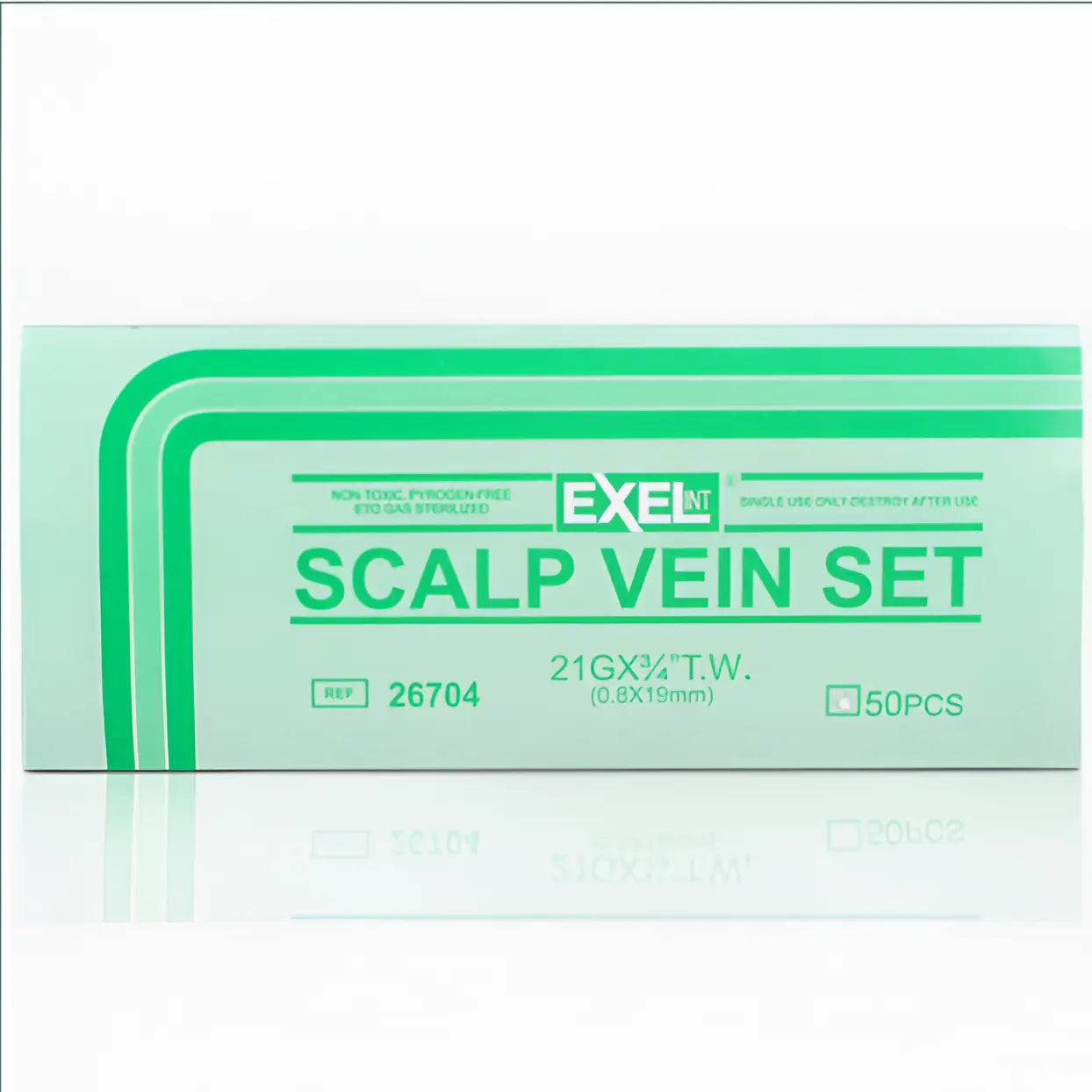 Box of EXEL Scalp Vein Set on a white background
