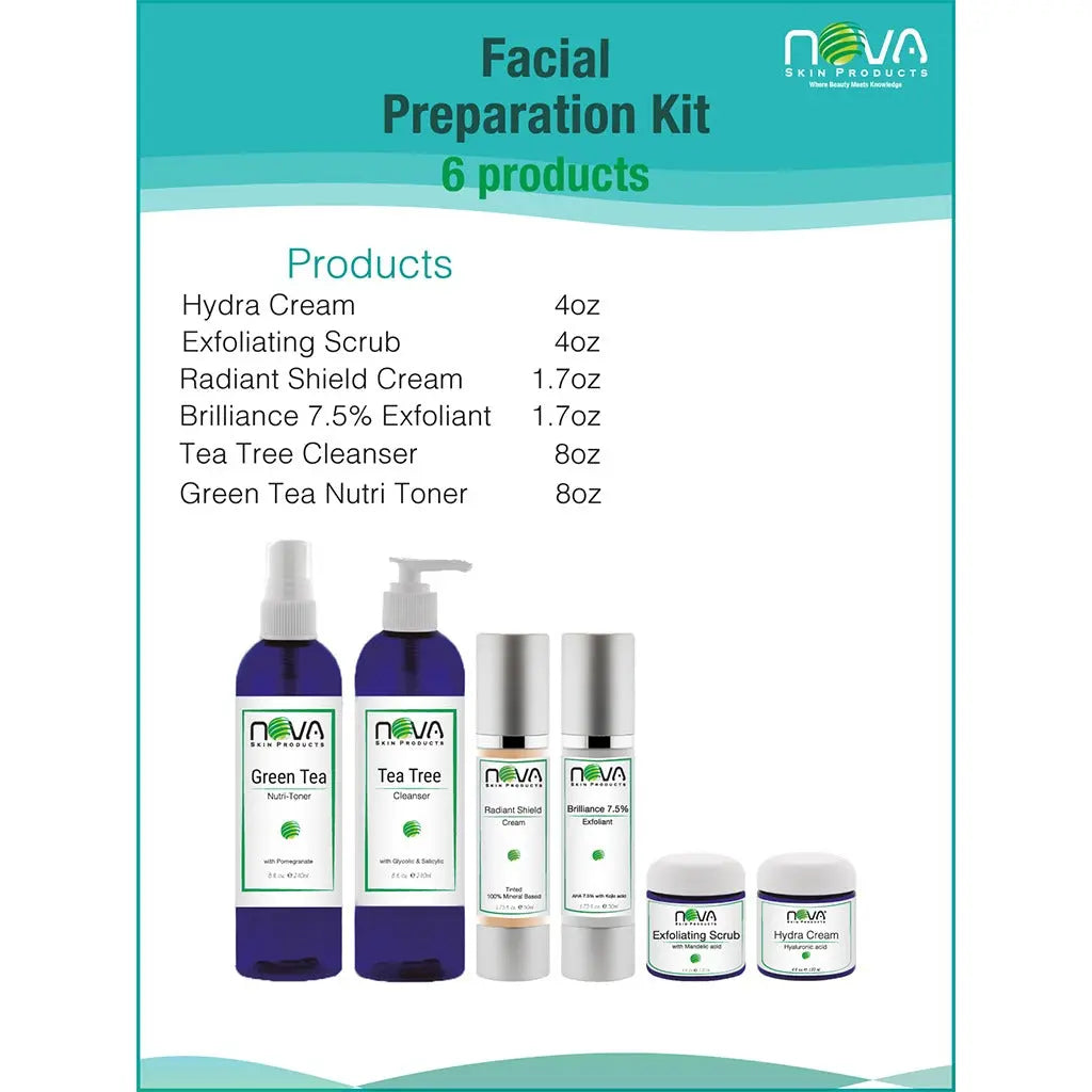 Facial Preparation Kit 6 products label