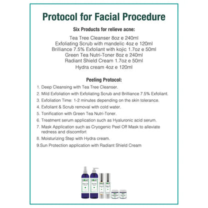 Facial Preparation Kit 6 products Label Back