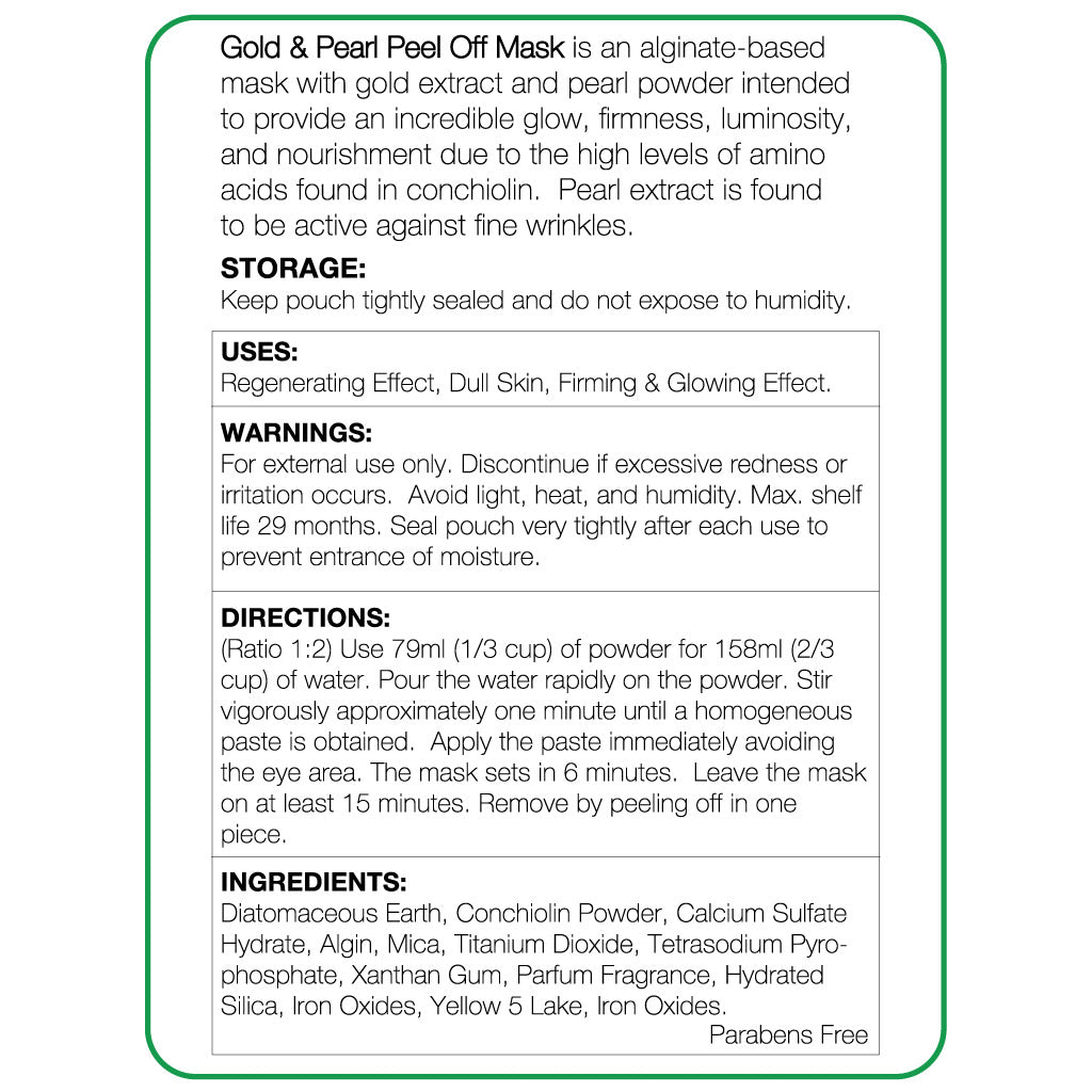 Gold & Pearl Peel-Off Mask 20oz