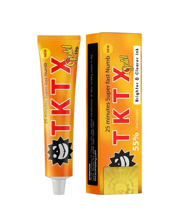TKT X gold tube and packaging on a white background