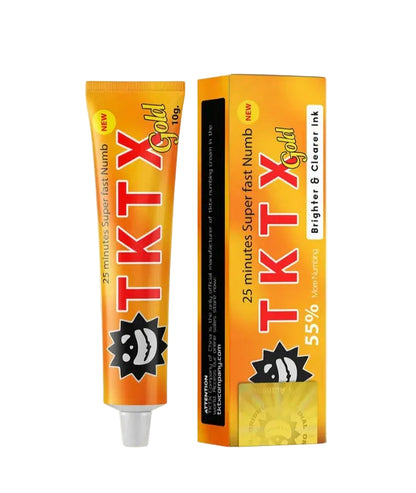 TKT X gold tube and packaging on a white background