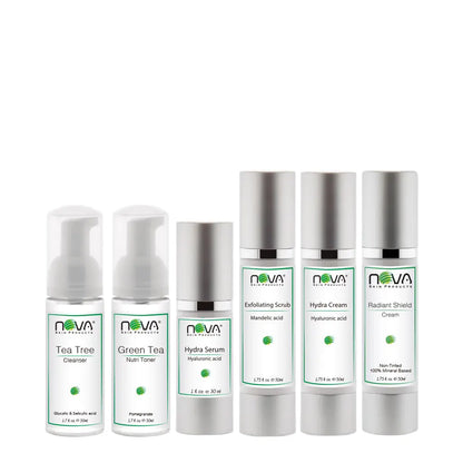 Set of Nova skin care products on a white background