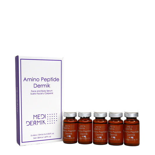 MEDI-DERMK Amino Peptide Dermik serum bottles and packaging on a white background