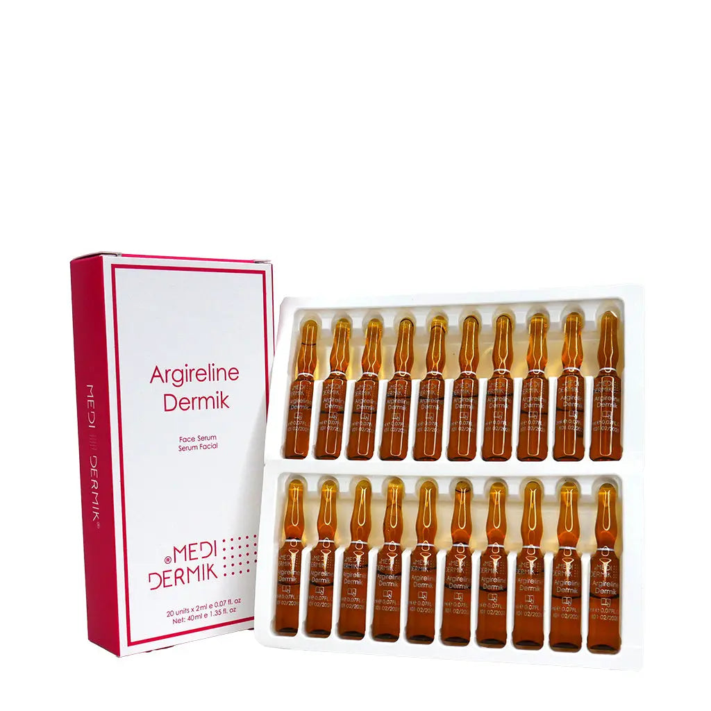 Medi Dermik Argireline Dermik ampoules with packaging on a white background
