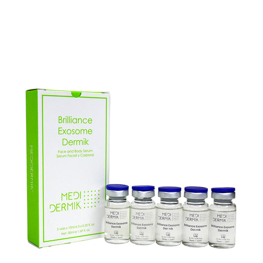 MEDI-DERMIK Brilliance Exosome Dermik skincare product set with packaging on a white background