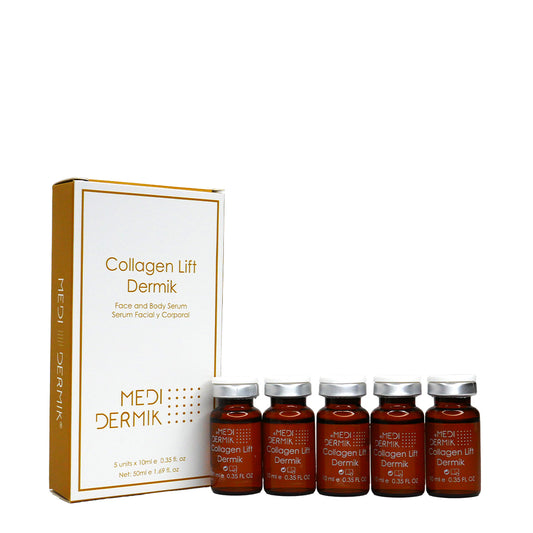Medermik Collagen Lift Dermik serum bottles and packaging on a white background