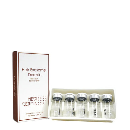 MEDI-DERMIK hair exosome serum set with packaging on a white background