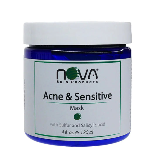 Jar of Nova Skin Products Acne & Sensitive Mask on a white background