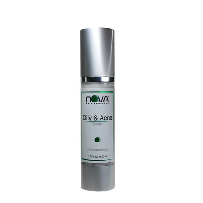 Nova Oily & Acne Cream bottle on a white background