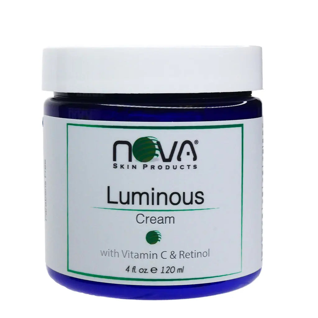 Jar of Nova Skin Products Luminous Cream on a white background